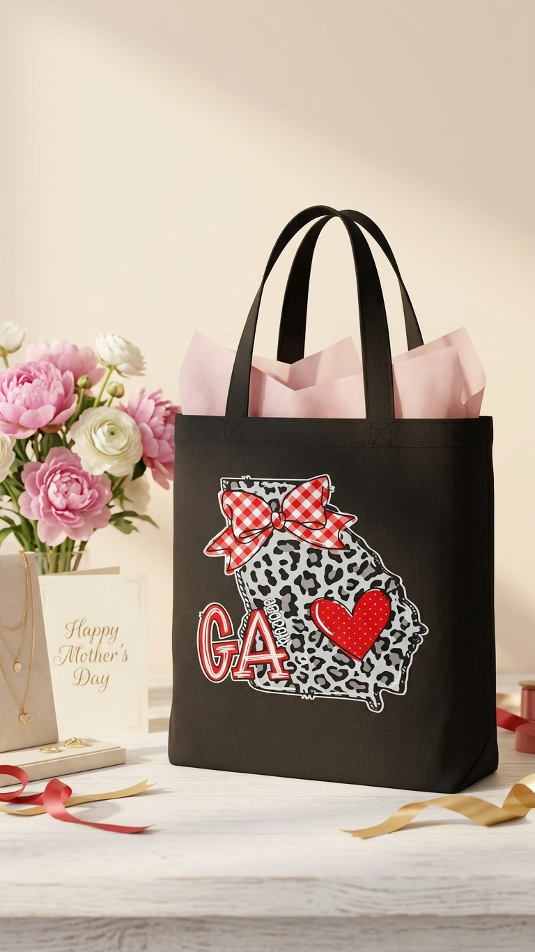 Animal Print Doodle Georgia Black Tote Bag
